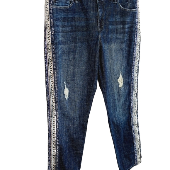 Laurie Felt Classic Girlfriend Jeans Size 6 Stretch Denim Embellished Stripe EUC - Picture 4 of 16